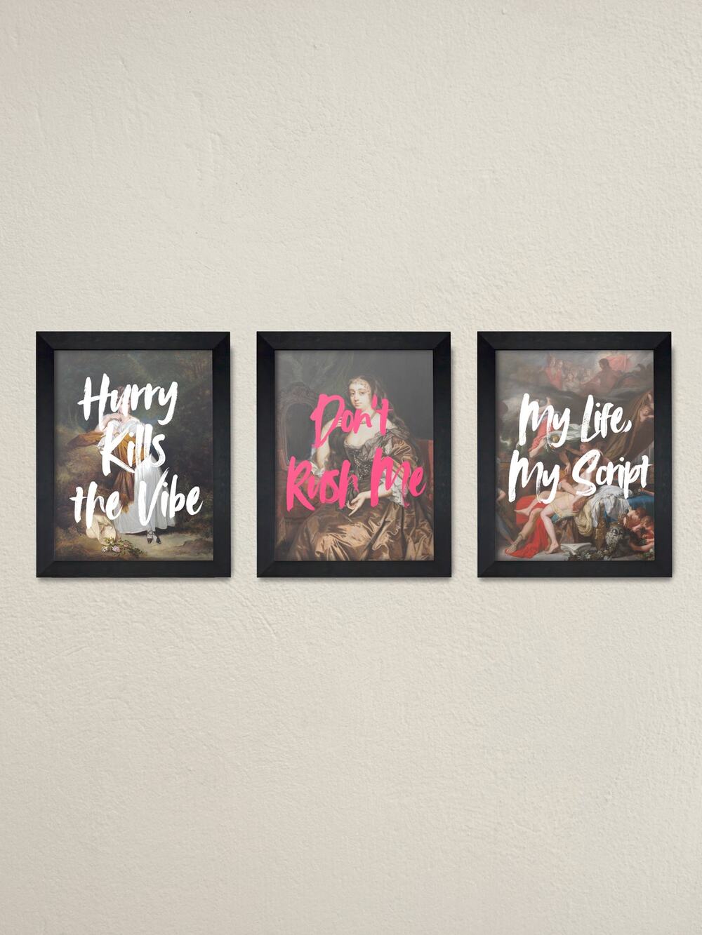 Set of 3 Inspirational Humorous Quotes Framed Wall Art